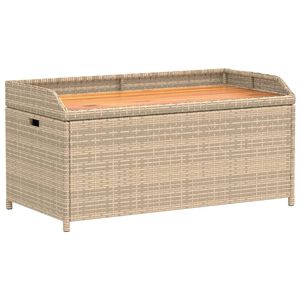 vidaXL Storage Bench Mix Beige 100x50x52 cm Poly Rattan and Acacia Wood