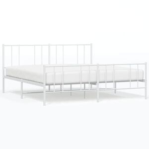 vidaXL Metal Bed Frame without Mattress with Footboard White 193x203cm