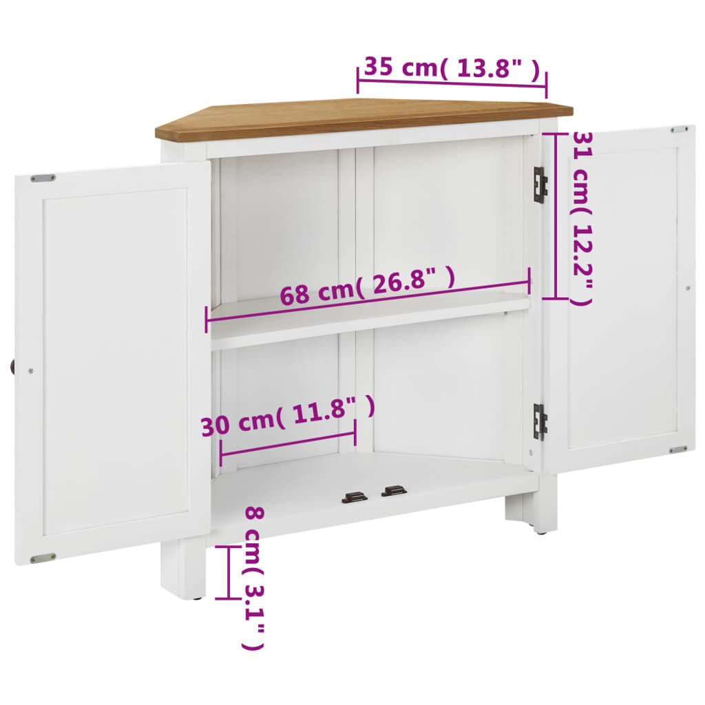 vidaXL Corner Cabinet 80x33.5x78 cm Solid Oak Wood