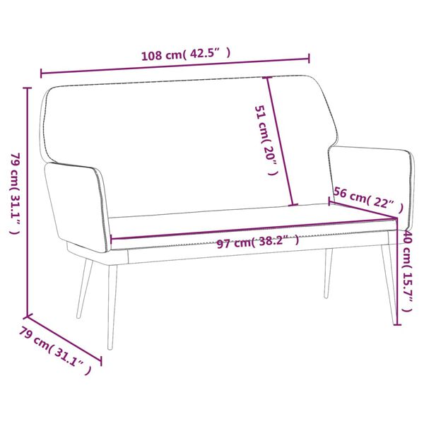 vidaXL Bench Light Grey 108x79x79 cm Velvet