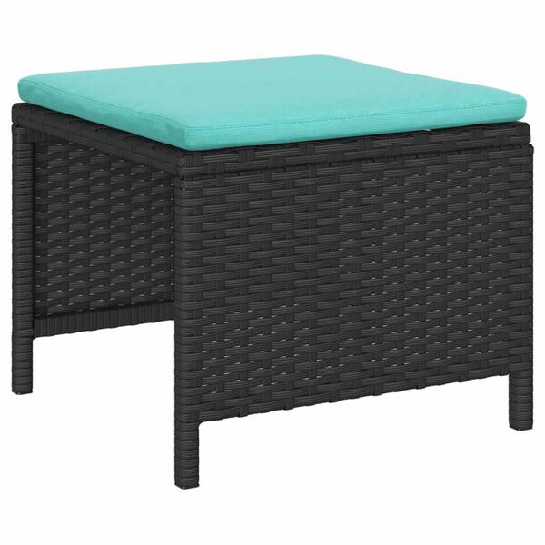 vidaXL Garden Sofa Set 6 pcs Black and turquoise Poly Rattan