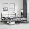 vidaXL Metal Bed Frame without Mattress with Headboard Black 193x203cm