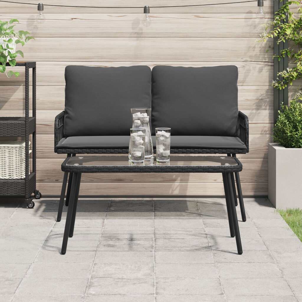 vidaXL Coffee Table Black 90x45x42 cm Poly Rattan