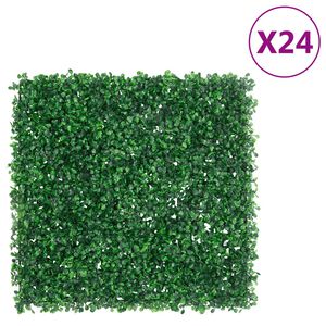 vidaXL Artificial Shrub Leaf Fence&nbsp;24 pcs Green 50x50 cm