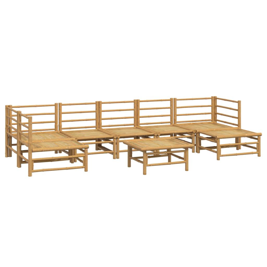 vidaXL 8 Piece Garden Lounge Set with Light Grey Cushions Bamboo