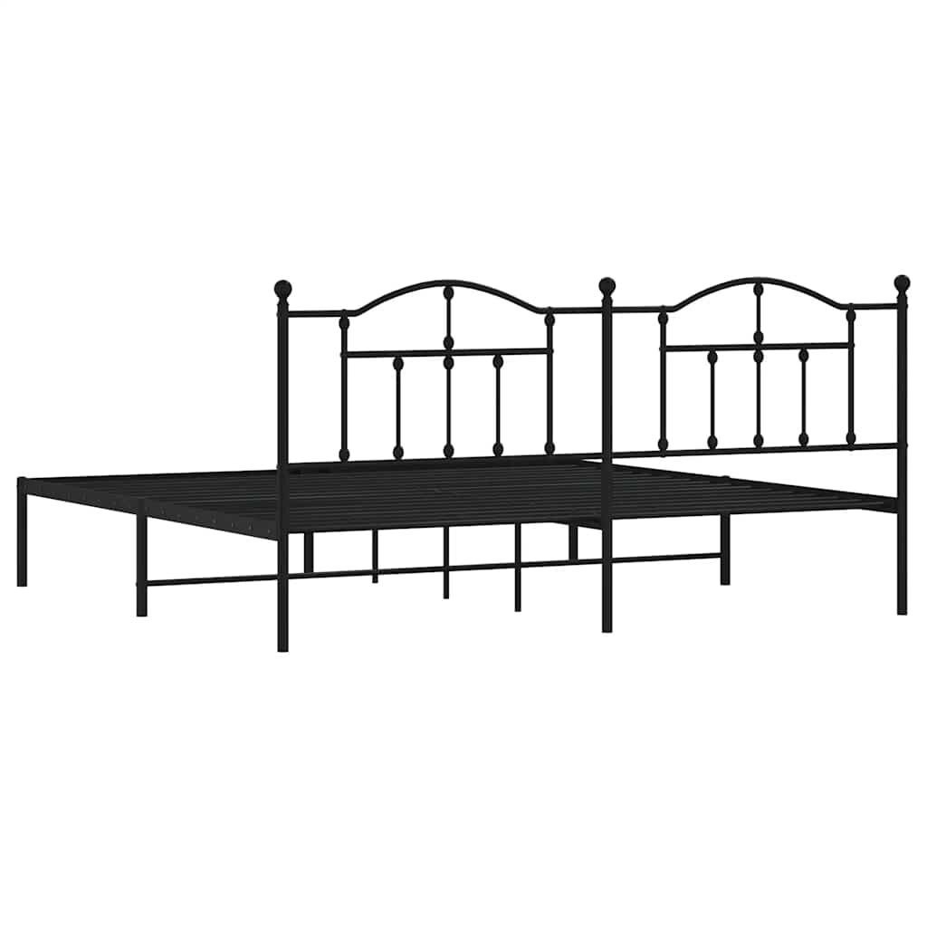 vidaXL Metal Bed Frame without Mattress with Headboard Black 193x203cm