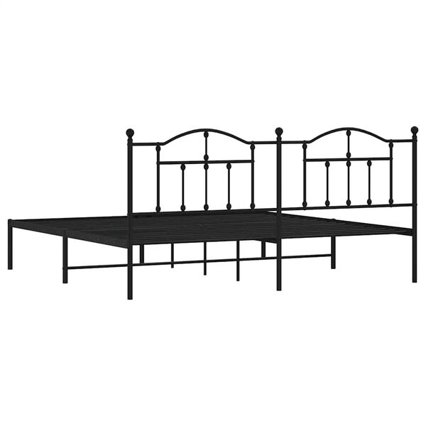 vidaXL Metal Bed Frame without Mattress with Headboard Black 193x203cm