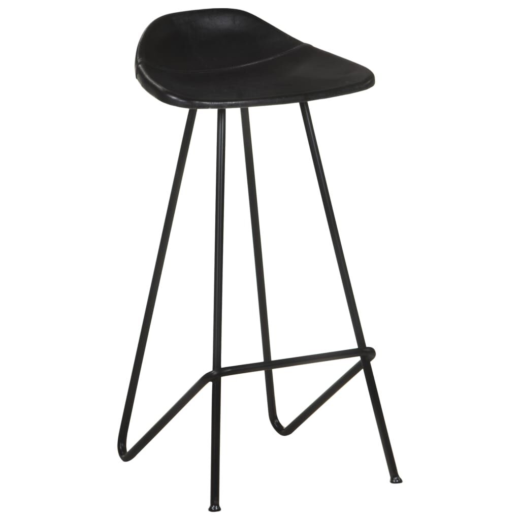 vidaXL Bar Stools 2 pcs Black Real Leather