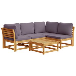 vidaXL 5 Piece Garden Lounge Set with Cushions Solid Wood Acacia