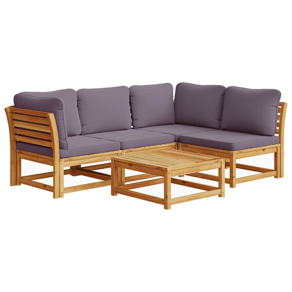 vidaXL 5 Piece Garden Lounge Set with Cushions Solid Wood Acacia