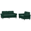 vidaXL 2 Piece Sofa Set with Cushions Dark Green Velvet