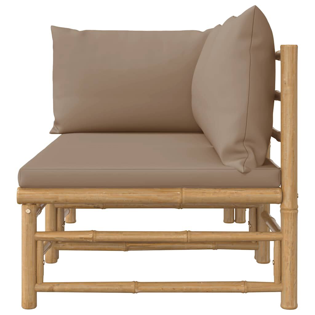 vidaXL 2 Piece Garden Lounge Set with Taupe Cushions Bamboo