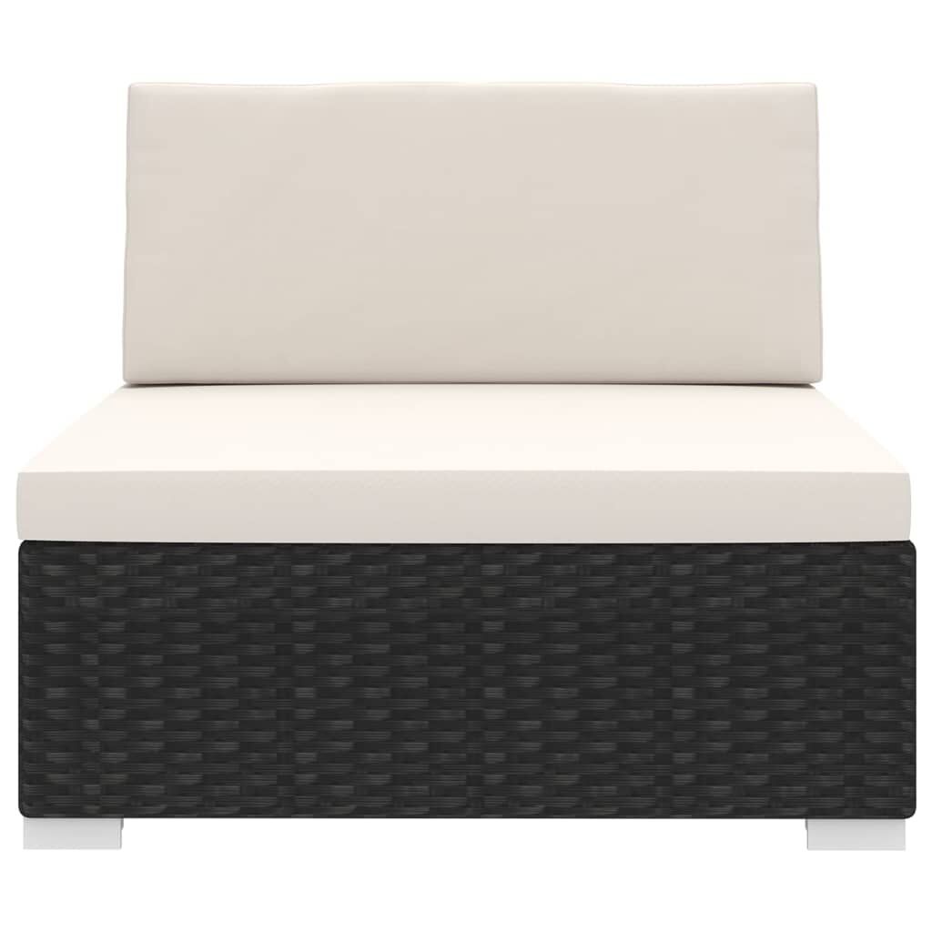 vidaXL Sectional Middle Seat with Cushions Poly Rattan Black