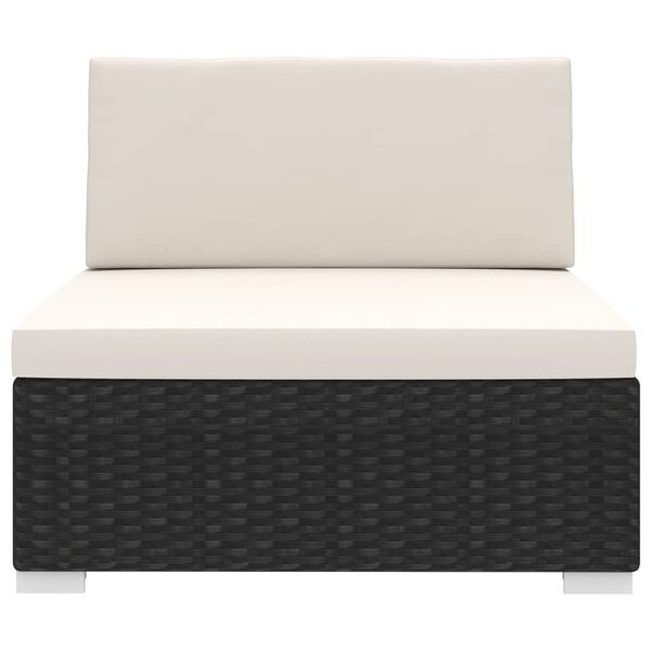 vidaXL Sectional Middle Seat with Cushions Poly Rattan Black