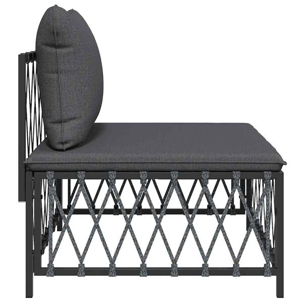 vidaXL Garden Middle Sofa with Cushions Anthracite Woven Fabric