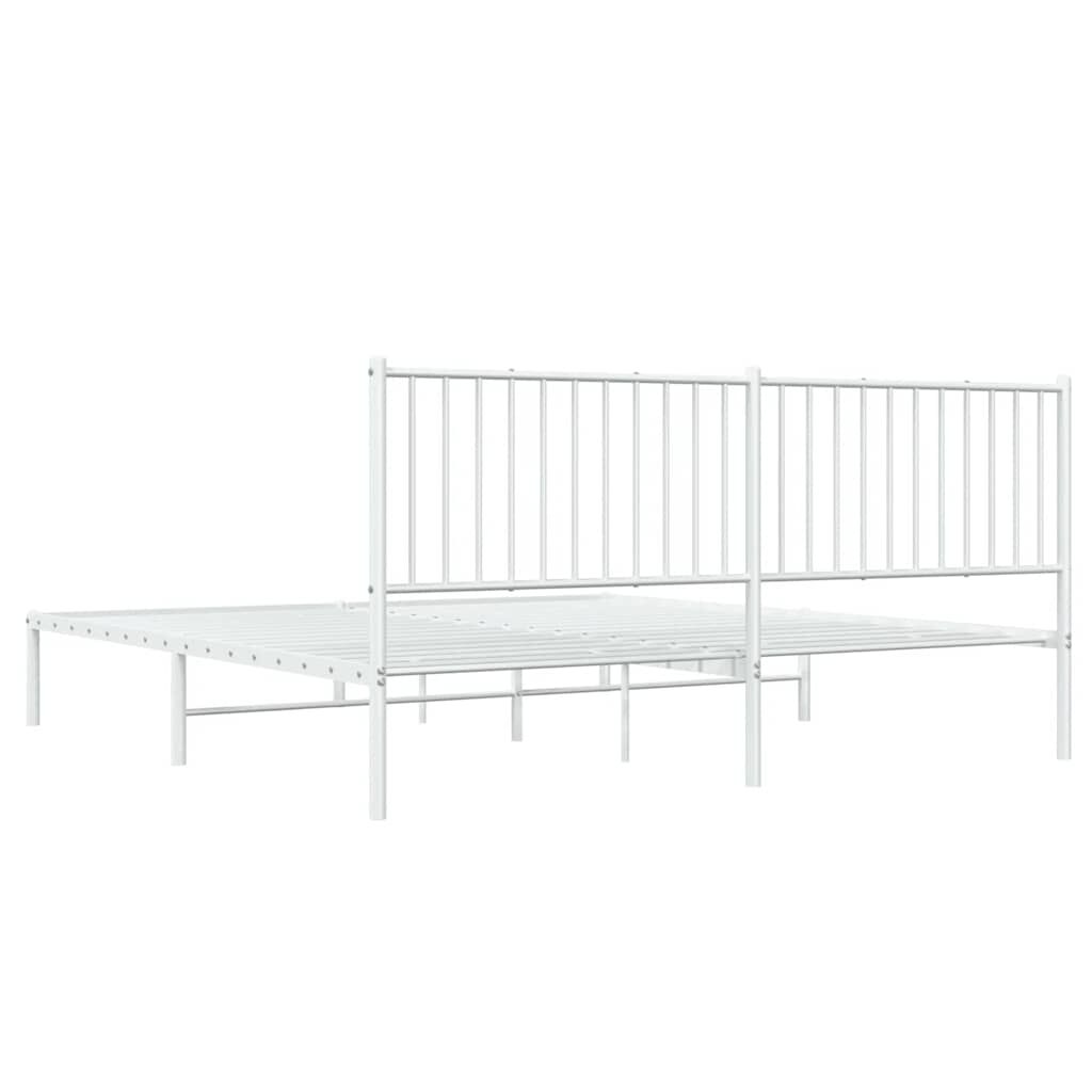 vidaXL Metal Bed Frame without Mattress with Headboard White 183x213cm