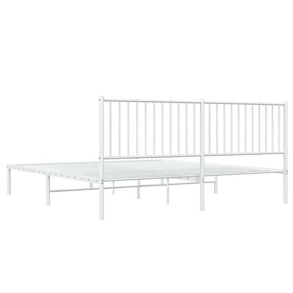 vidaXL Metal Bed Frame without Mattress with Headboard White 183x213cm