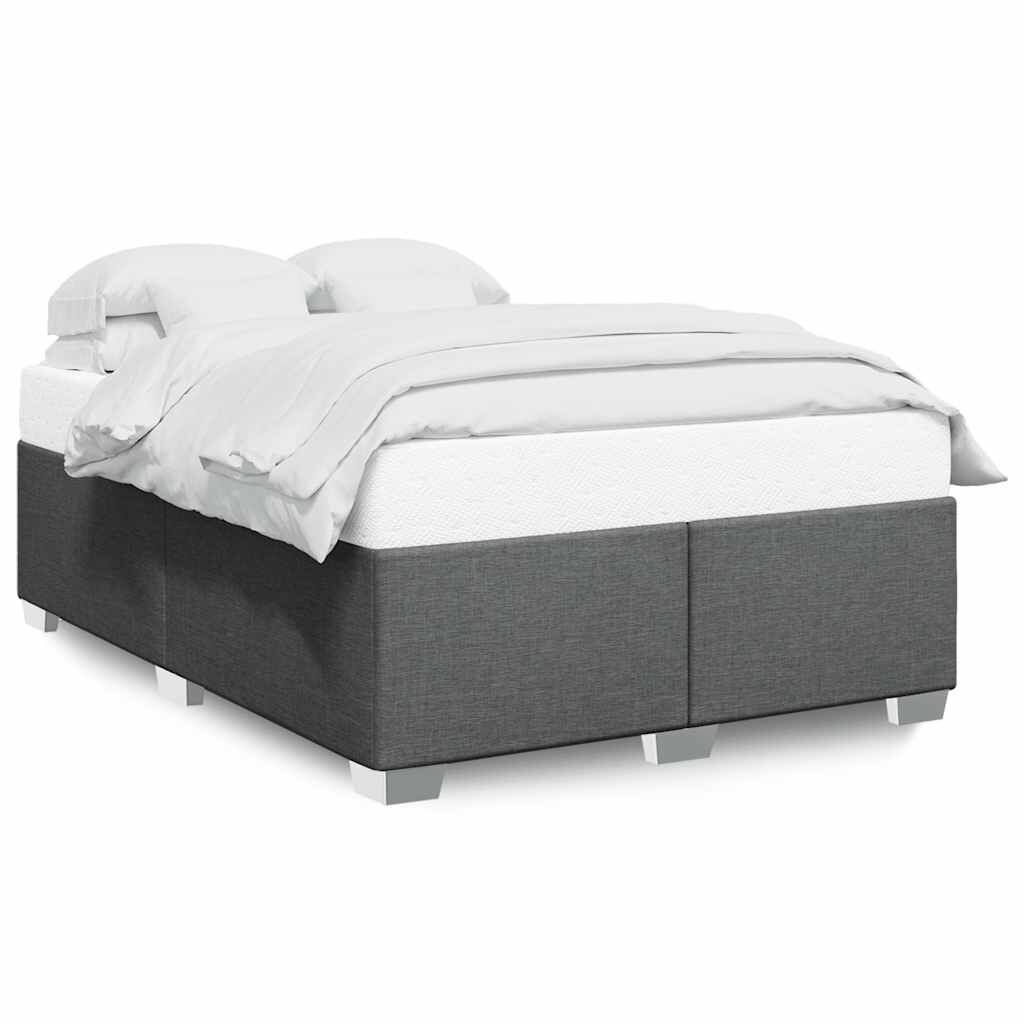 vidaXL Bed Frame without Mattress Dark Grey Queen Fabric