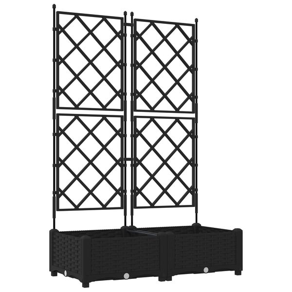 vidaXL Garden Planter with Trellis 2 pcs Black 80x40x125.5 cm