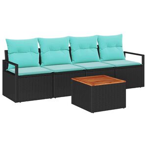 vidaXL Garden Sofa Set 5 pcs Black and turquoise