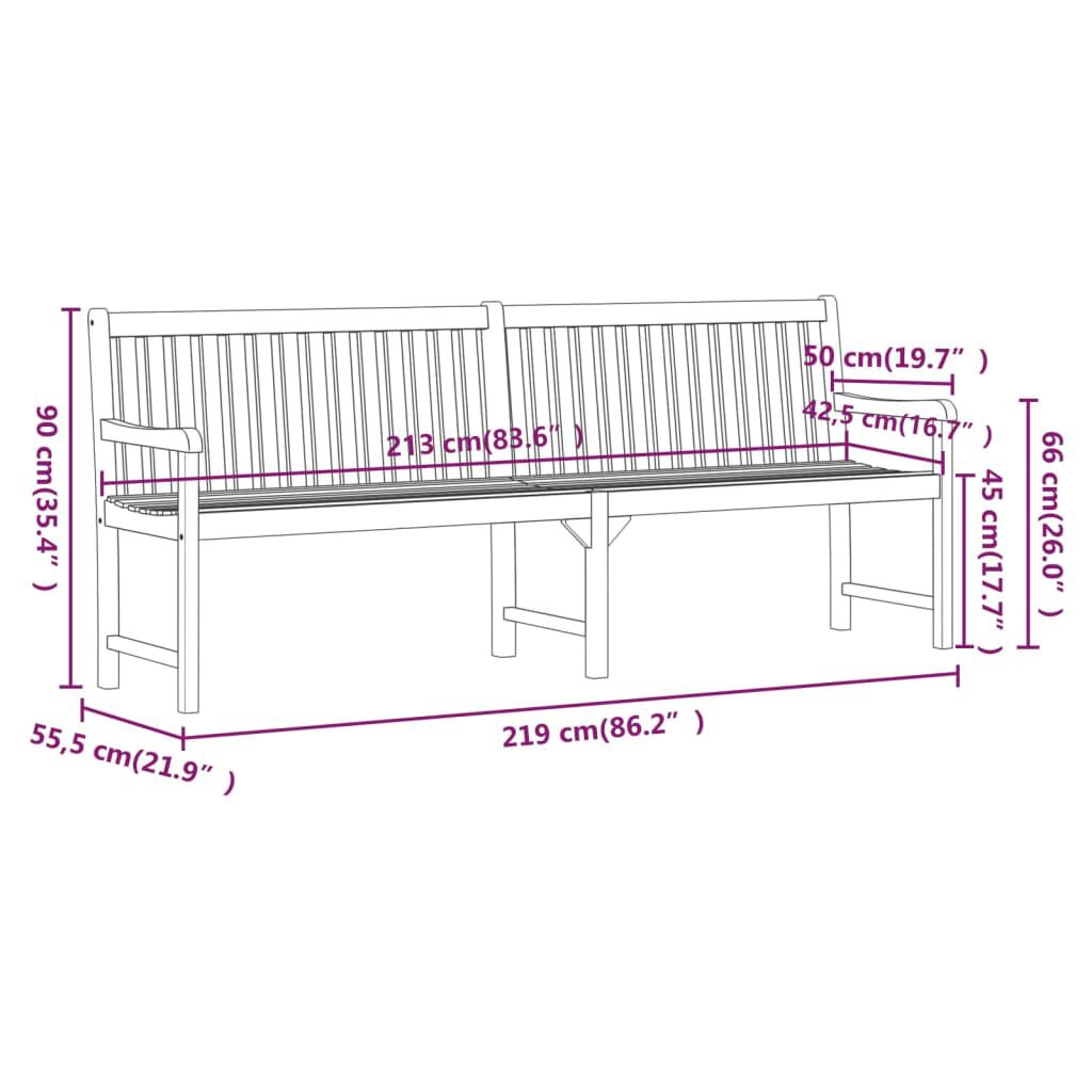 vidaXL Garden Bench 219 cm Solid Acacia Wood