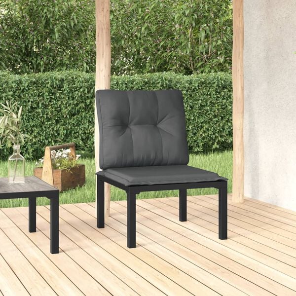 vidaXL Garden Chair with Cushions Black and Grey Poly Rattan
