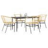 vidaXL 5 Piece Garden Dining Set Brown Poly Rattan Glass
