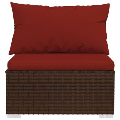 vidaXL 6 Piece Garden Lounge Set with Cushions Poly Rattan Brown