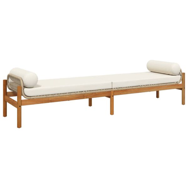 vidaXL Garden Bench with Cushion Beige Poly Rattan Acacia