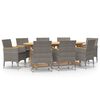 vidaXL 9 Piece Garden Dining Set with Cushions Grey