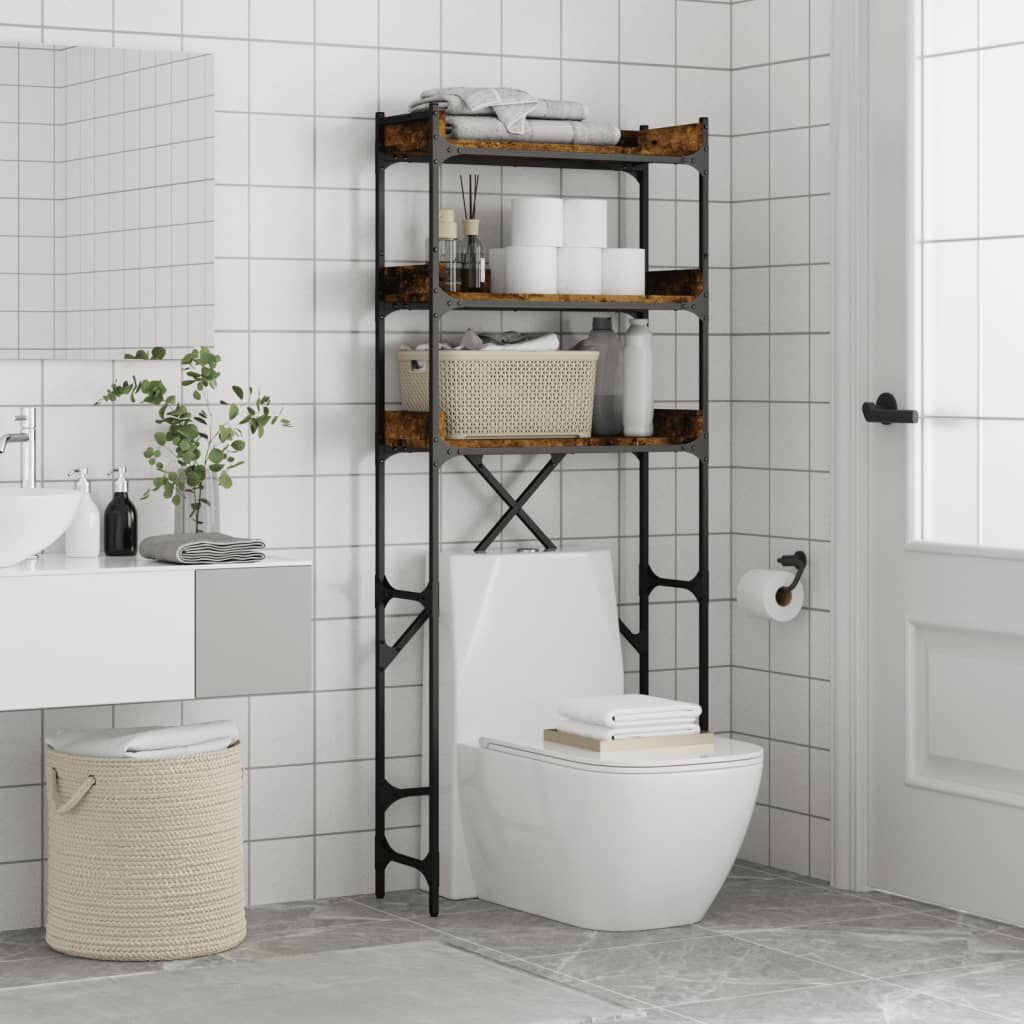 vidaXL Washing Machine Shelf Smoked Oak 67x25x163 cm Engineered Wood