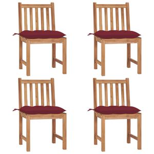 vidaXL Garden Chairs 4 pcs with Cushions Solid Teak Wood