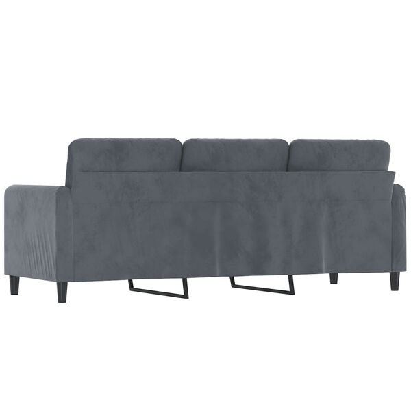 vidaXL 3-Seater Sofa Dark Grey Velvet 180 cm