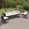 vidaXL 6 Piece Garden Lounge Set with Cushions Poly Rattan Brown