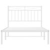 vidaXL Metal Bed Frame without Mattress with Headboard White 100x190cm