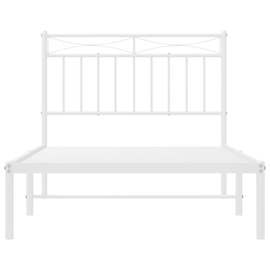 vidaXL Metal Bed Frame without Mattress with Headboard White 100x190cm