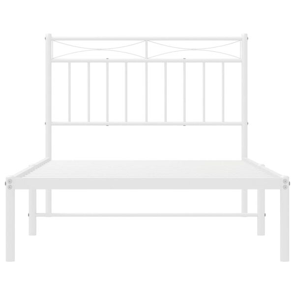 vidaXL Metal Bed Frame without Mattress with Headboard White 100x190cm