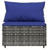 vidaXL 4 Piece Garden Lounge Set with Cushions Grey Poly Rattan