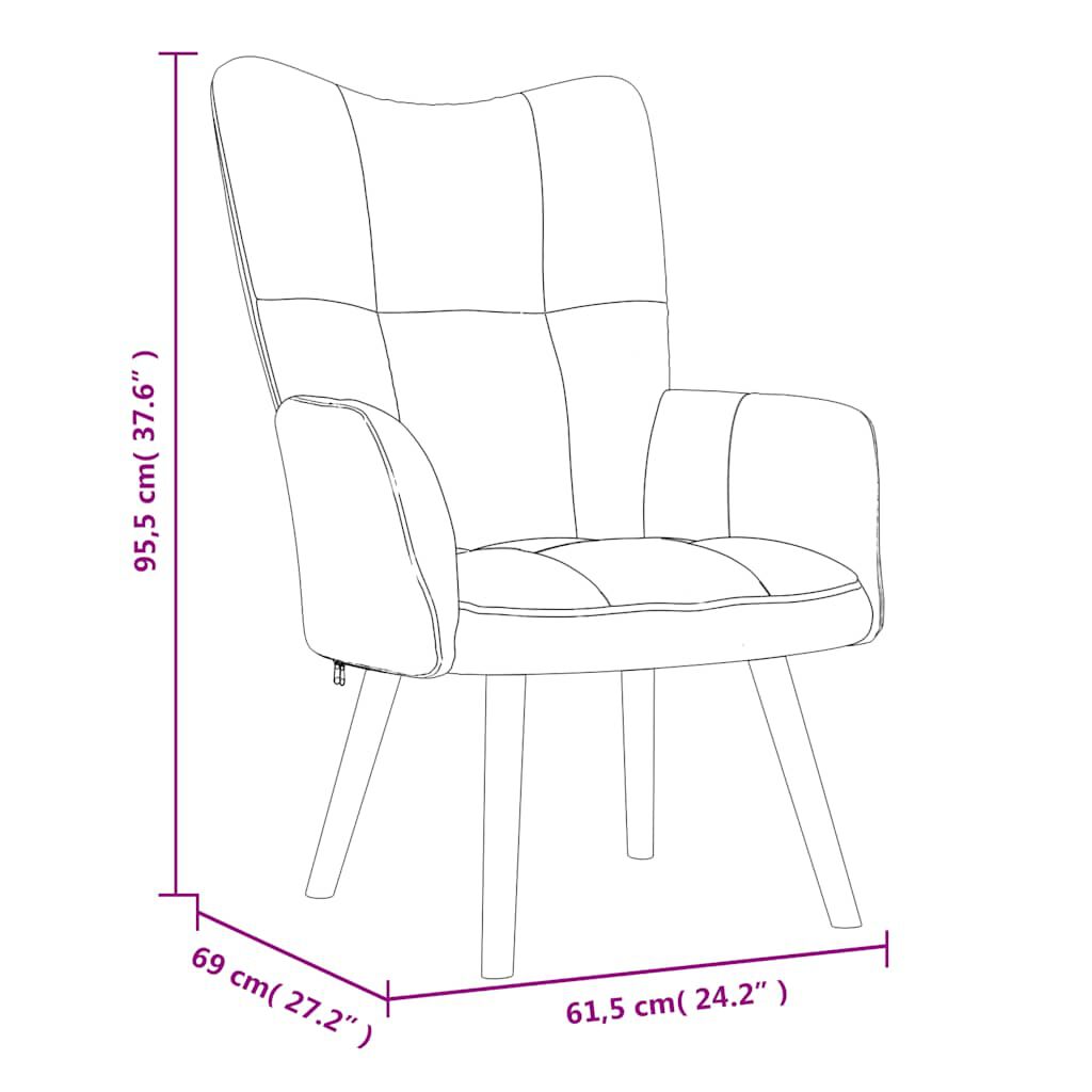 vidaXL Relaxing Chair with a Stool Cream White Velvet
