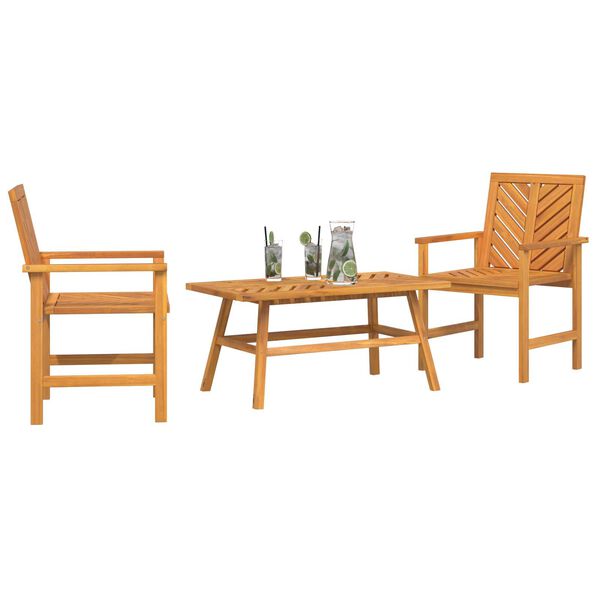 vidaXL 3 Piece Garden Lounge Set Solid Wood Acacia