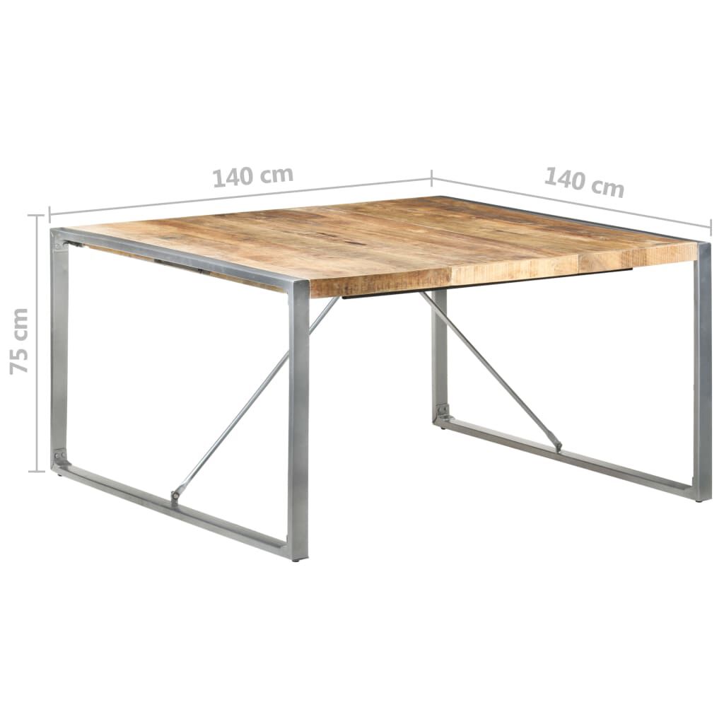 vidaXL Dining Table 140x140x75 cm Rough Mango Wood