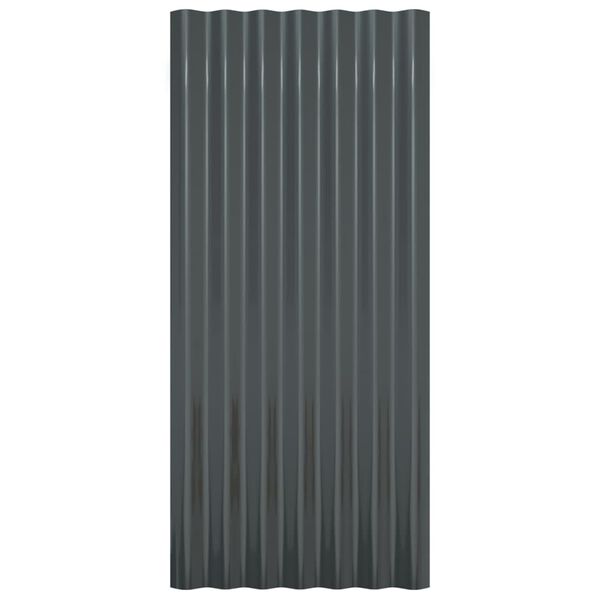 vidaXL Roof Panels 12 pcs Galvanised Steel Anthracite 80x36 cm