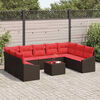 vidaXL Sofa Set with Cushion 10 pcs Brown Poly Rattan