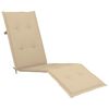 vidaXL Outdoor Deck Chair with Footrest and Cushion Solid Acacia Wood