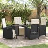 vidaXL Garden Dining Set with Cushion 5 pcs Black Poly Rattan