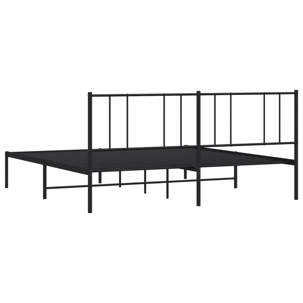 vidaXL Metal Bed Frame without Mattress with Headboard Black 183x213cm
