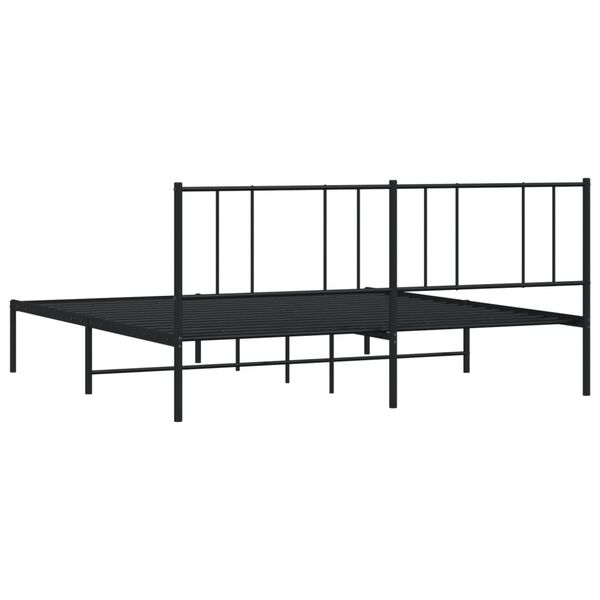 vidaXL Metal Bed Frame without Mattress with Headboard Black 183x213cm