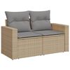 vidaXL Garden Sofa with Cushions 2-Seater Beige Poly Rattan