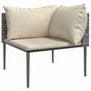 vidaXL Garden Corner Sofa with Cushions Grey Poly Rattan