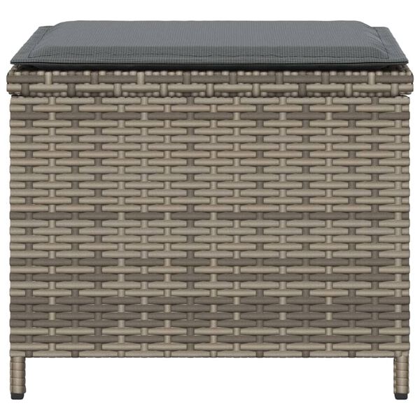 vidaXL Garden Stools with Cushions 4 pcs Grey 40x40x35 cm Poly Rattan